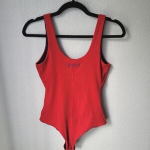 Hurley Merica One Piece Ribbed Swimsuit, Size Small, Color Red